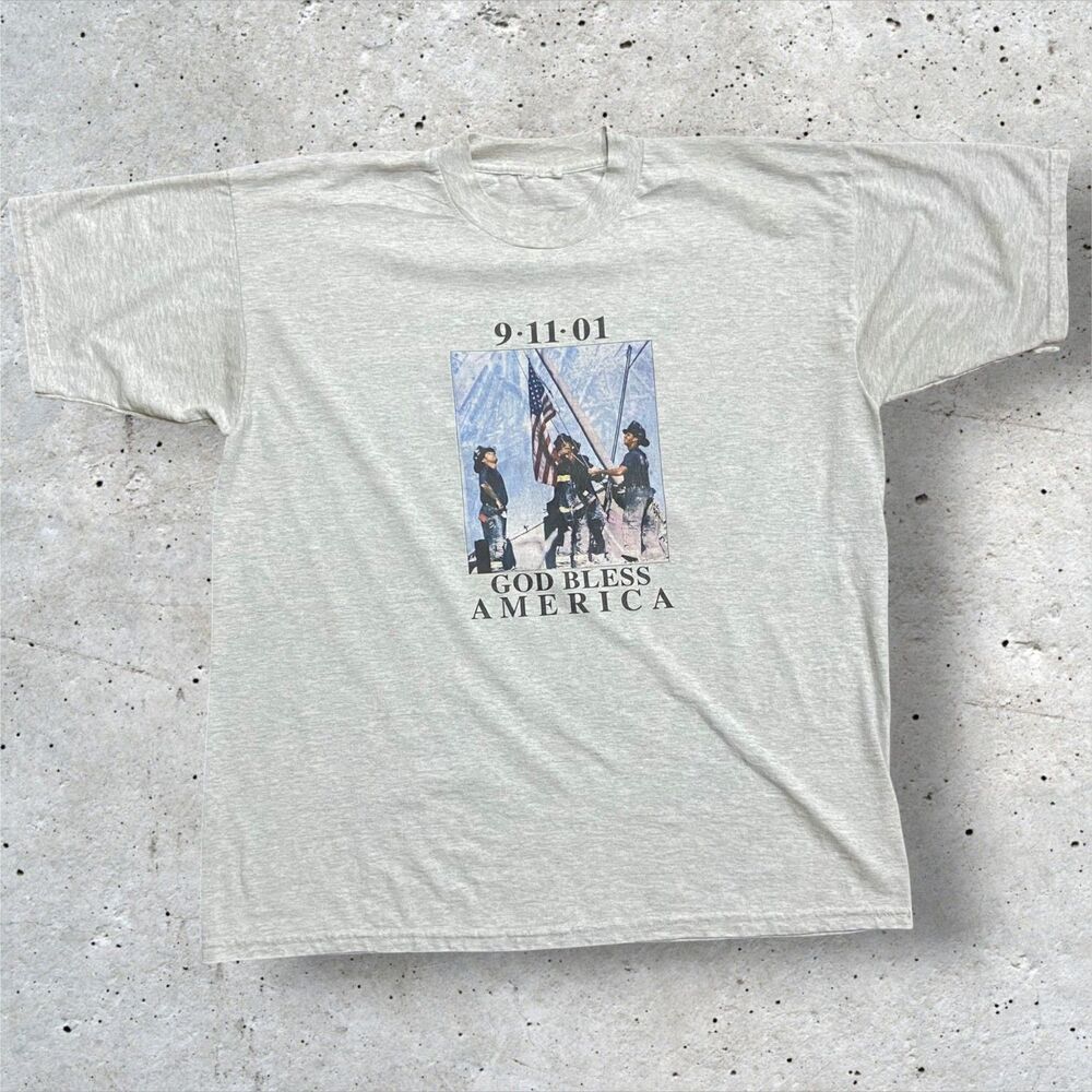 Anvil 9/11 USA America Memorial Heather Gray T-Shirt Cotton Men's Size XL